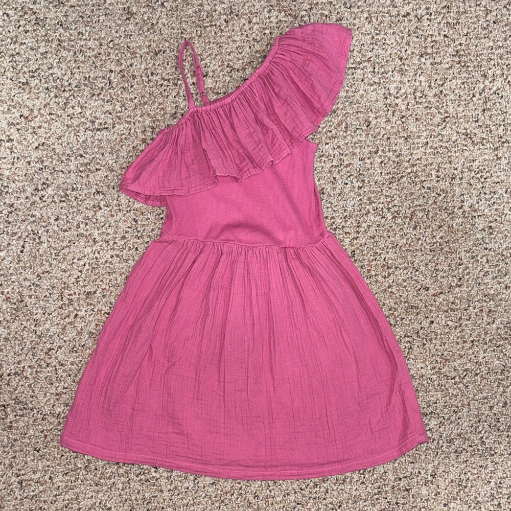 GAP Kids Pink One-Shoulder Ruffle Dress- M